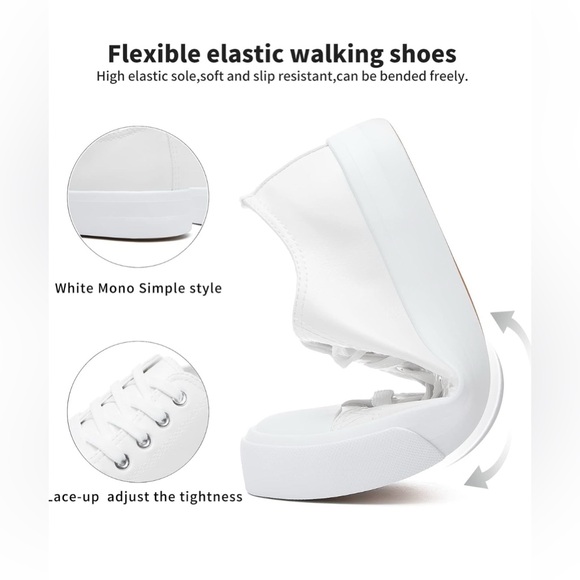 NWOT hash bubbie White Sneakers for Women Womens Tennis Shoes - Picture 3 of 3